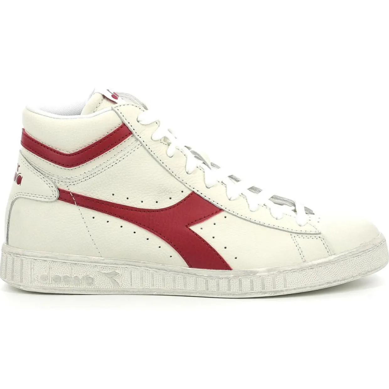 Baskets en Cuir Game L Hi Waxed blanc/rouge-Diadora Clearance