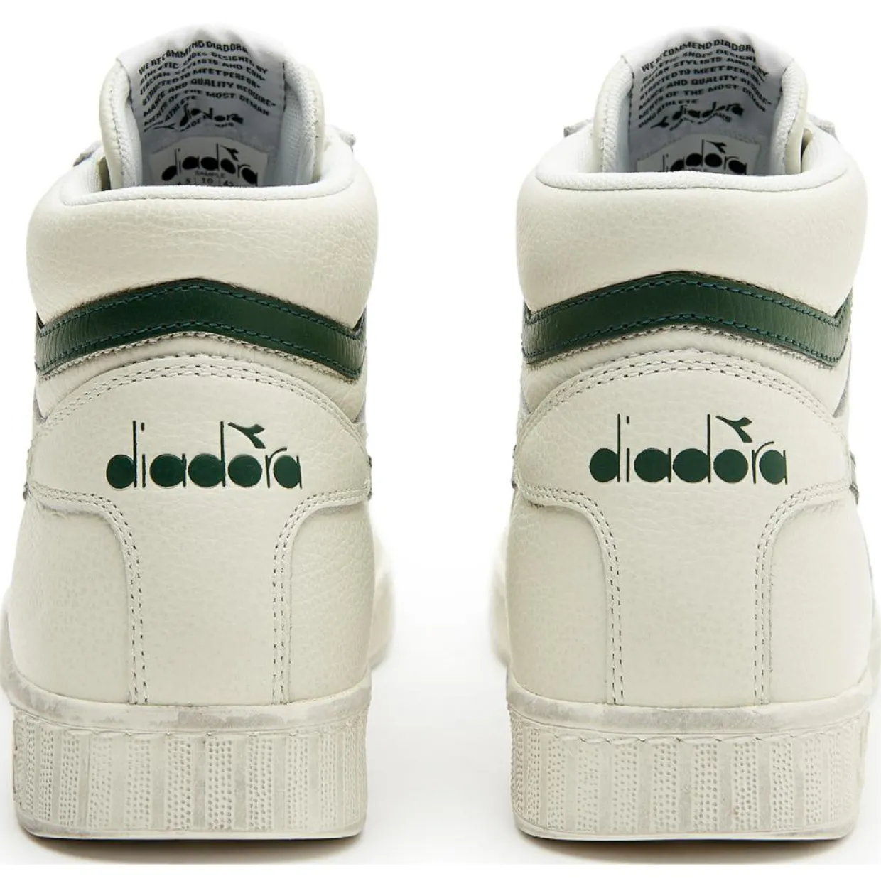 Baskets en Cuir Game L Hi Waxed blanc/vert-Diadora Discount