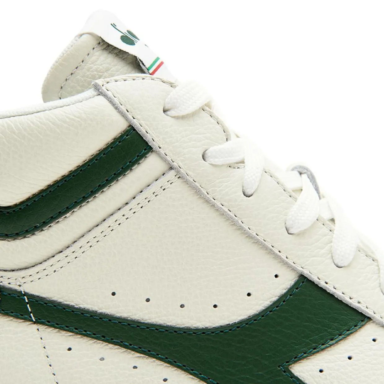 Baskets en Cuir Game L Hi Waxed blanc/vert-Diadora Discount