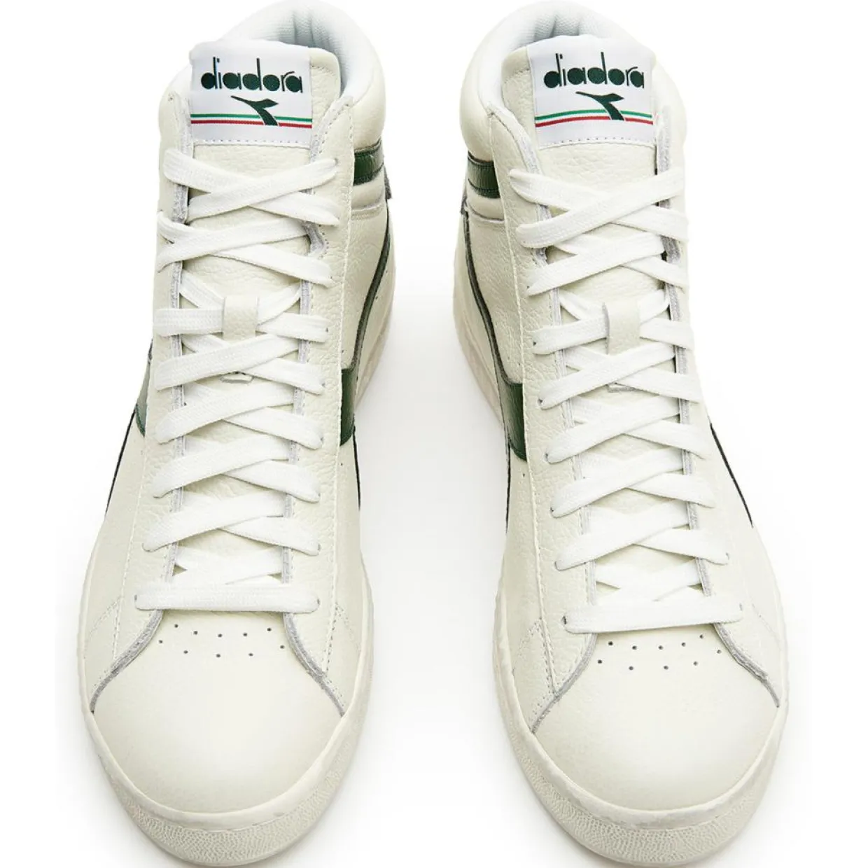 Baskets en Cuir Game L Hi Waxed blanc/vert-Diadora Discount
