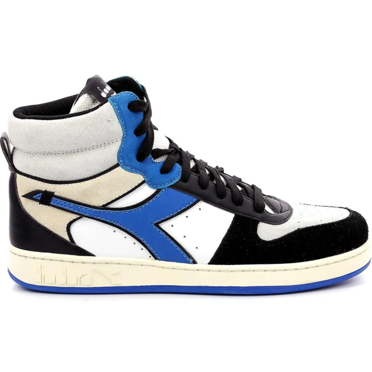 Homme Diadora Baskets^Baskets en Cuir Magic Baske Mi blanc/bleu/noir