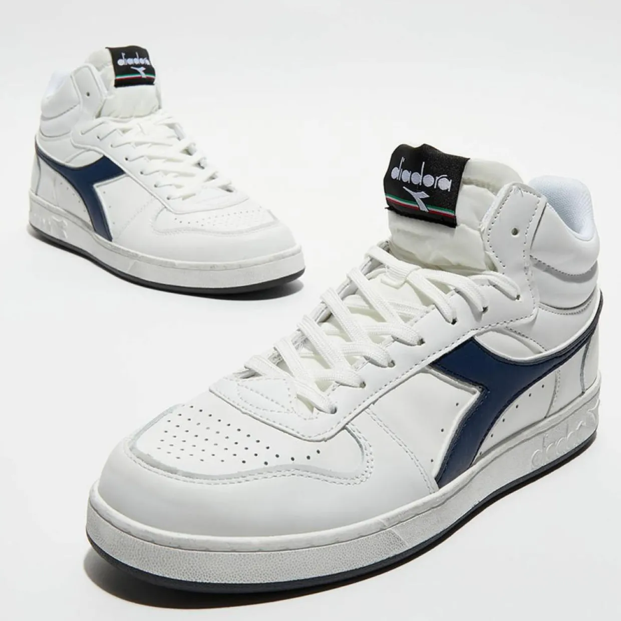 Homme Diadora Baskets^Baskets en Cuir Magic Icona bleu/noir