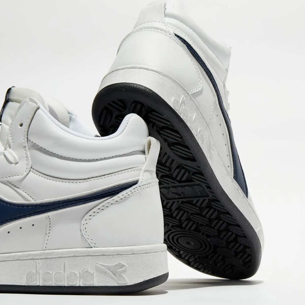 Homme Diadora Baskets^Baskets en Cuir Magic Icona bleu/noir