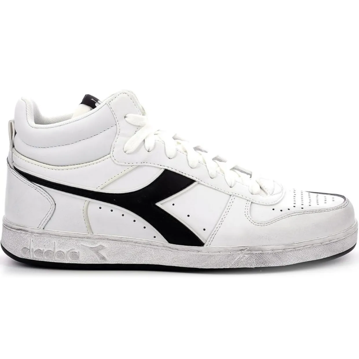 Homme Diadora Baskets^Baskets en Cuir Magic Icona blanc/noir