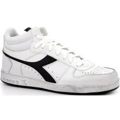 Homme Diadora Baskets^Baskets en Cuir Magic Icona blanc/noir