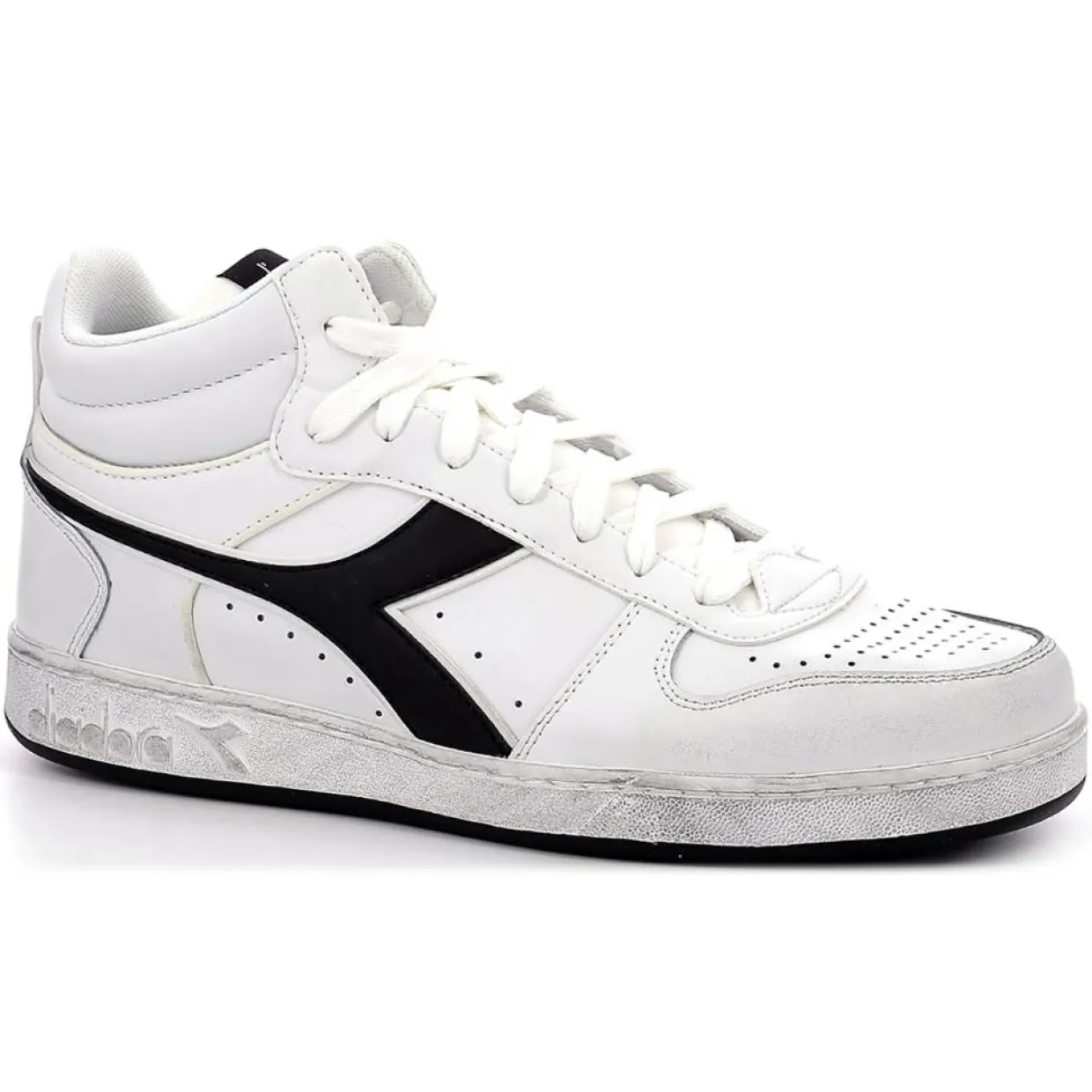 Homme Diadora Baskets^Baskets en Cuir Magic Icona blanc/noir