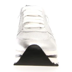 Baskets en Cuir May argentées - Talon 4 cm-Voile Blanche Hot