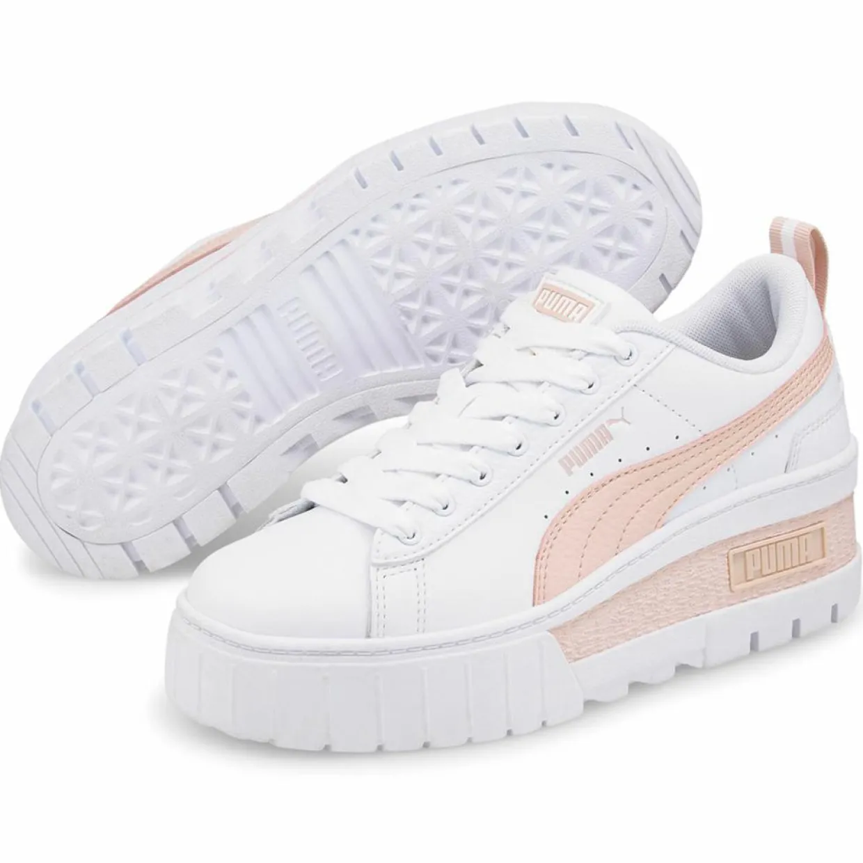 Femme Puma Baskets^Baskets en Cuir Mayze blanc/rose