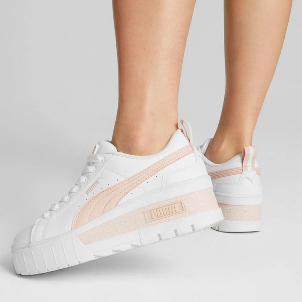 Femme Puma Baskets^Baskets en Cuir Mayze blanc/rose