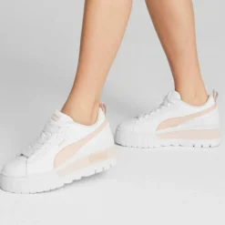 Femme Puma Baskets^Baskets en Cuir Mayze blanc/rose
