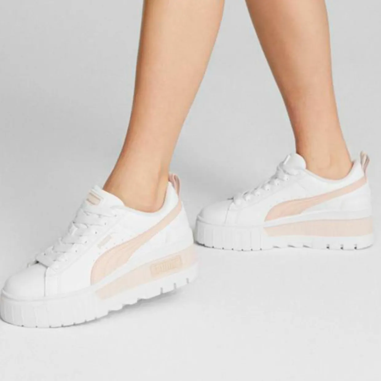 Femme Puma Baskets^Baskets en Cuir Mayze blanc/rose
