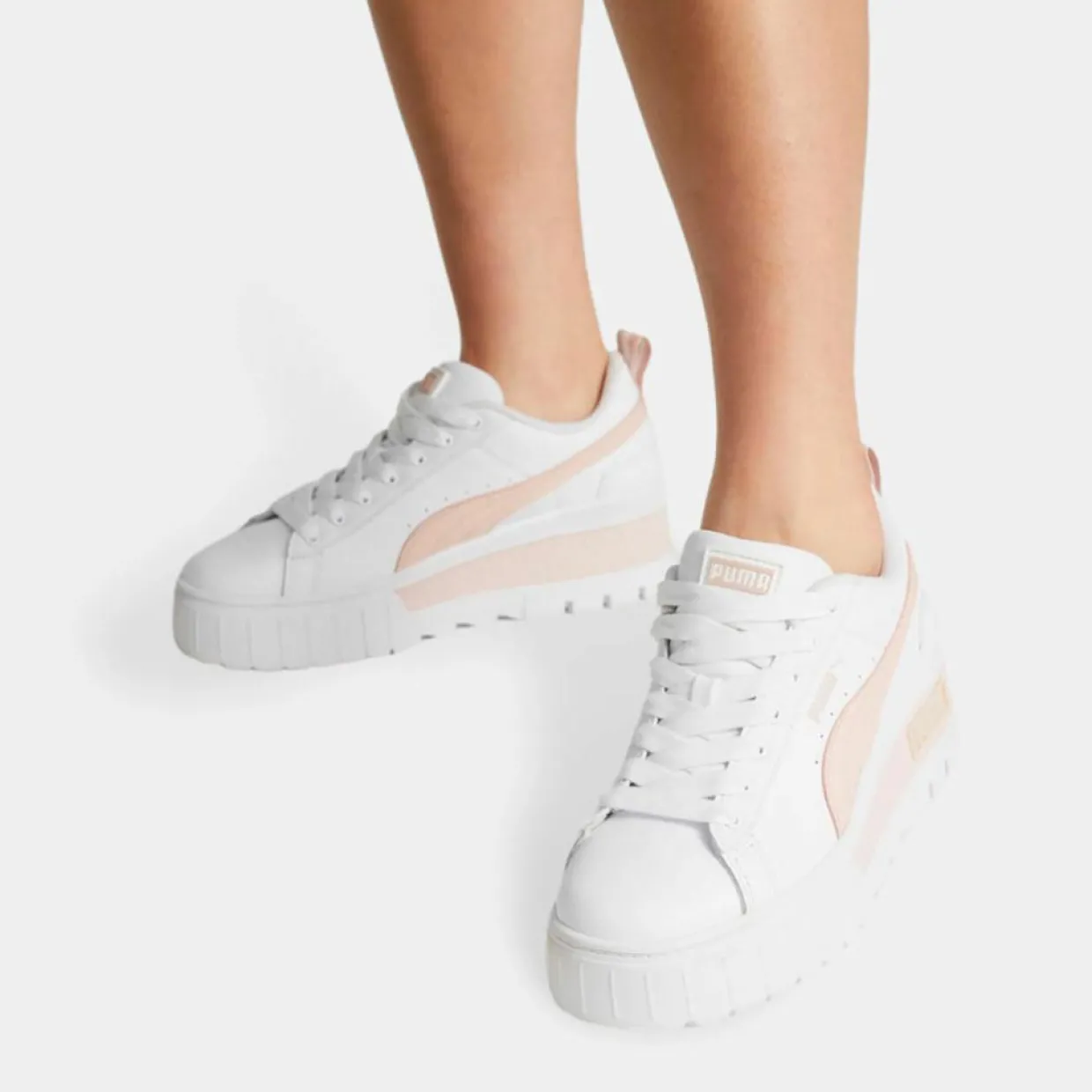 Femme Puma Baskets^Baskets en Cuir Mayze blanc/rose