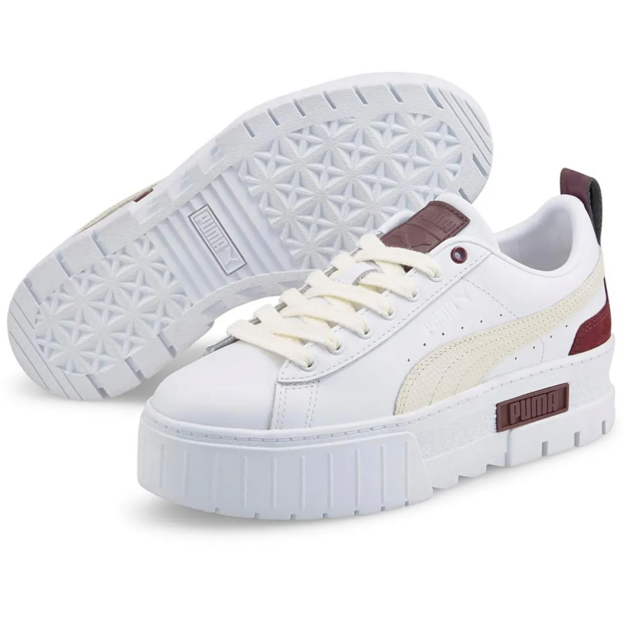 Baskets en Cuir Mayze Luxe blanc/bordeaux-Puma Discount