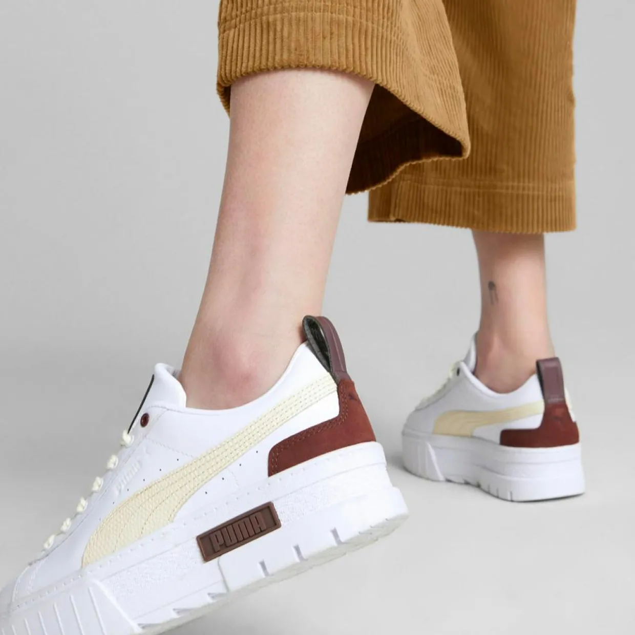 Baskets en Cuir Mayze Luxe blanc/bordeaux-Puma Discount