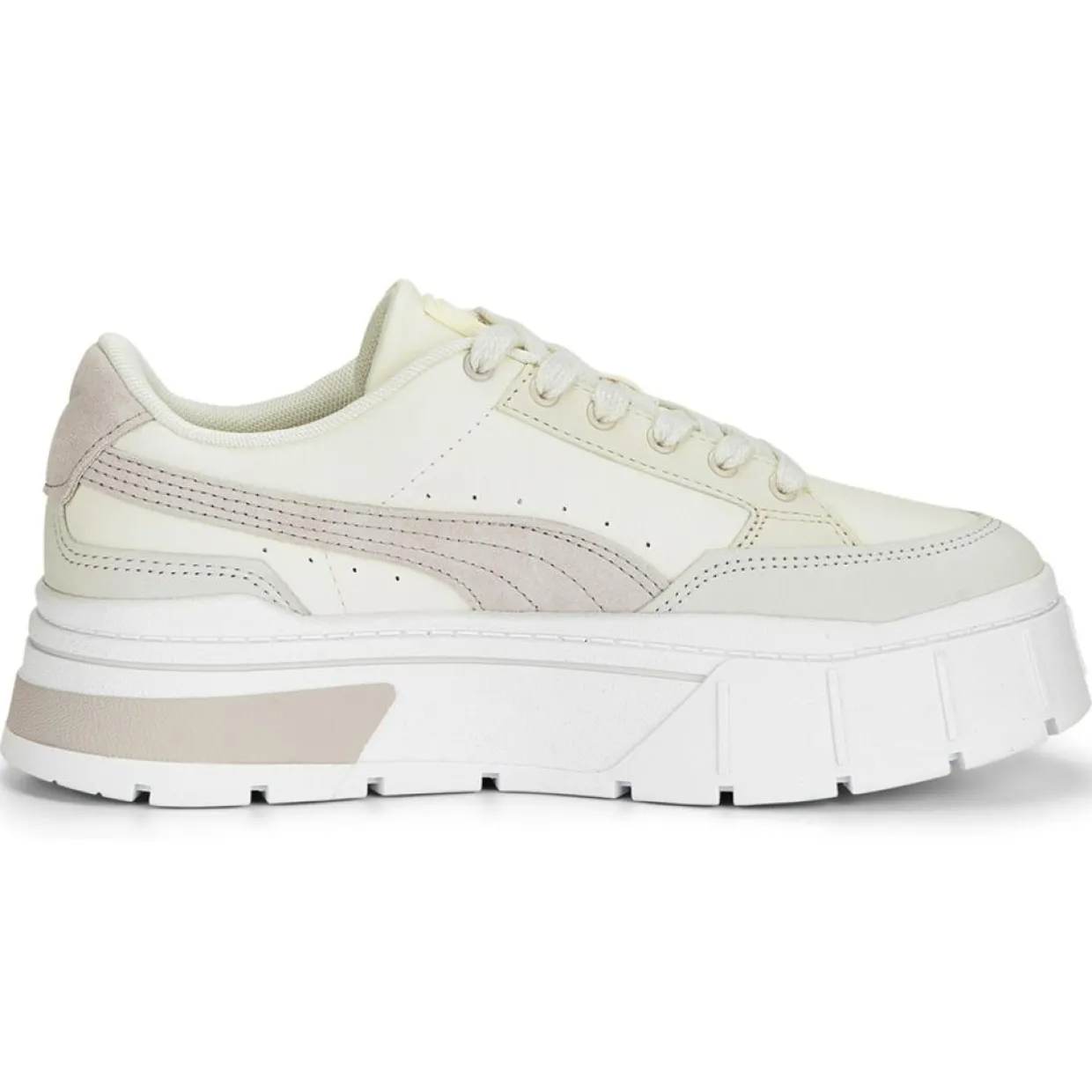 Femme Puma Baskets^Baskets en Cuir Mayze Stack Luxe blanc/beige