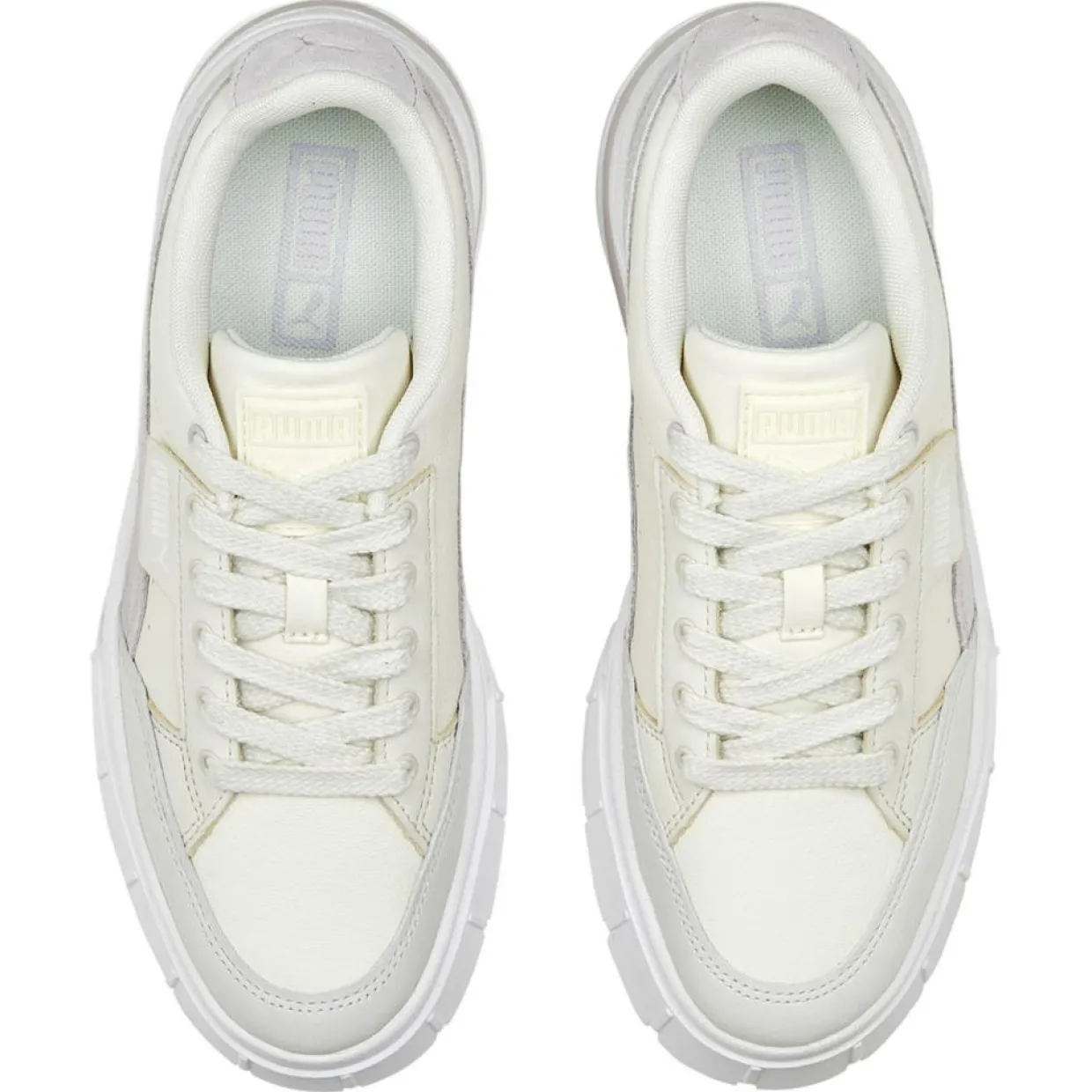 Femme Puma Baskets^Baskets en Cuir Mayze Stack Luxe blanc/beige