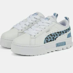 Enfant Puma Fille^Baskets en Cuir Mayze Wild blanc/bleu