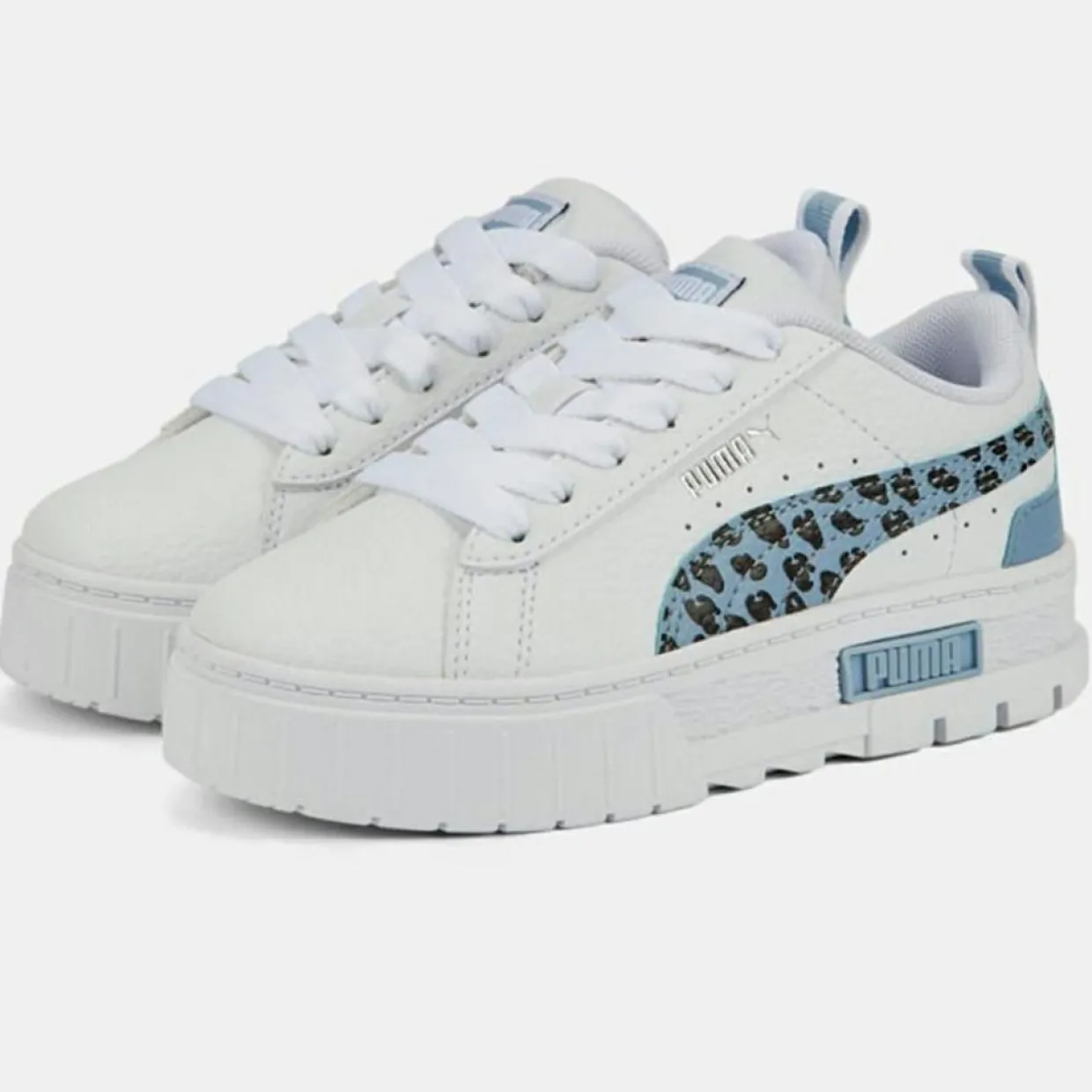 Enfant Puma Fille^Baskets en Cuir Mayze Wild blanc/bleu
