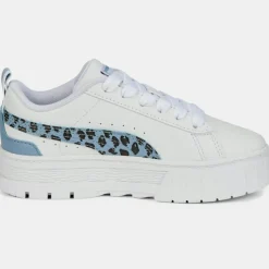 Enfant Puma Fille^Baskets en Cuir Mayze Wild blanc/bleu