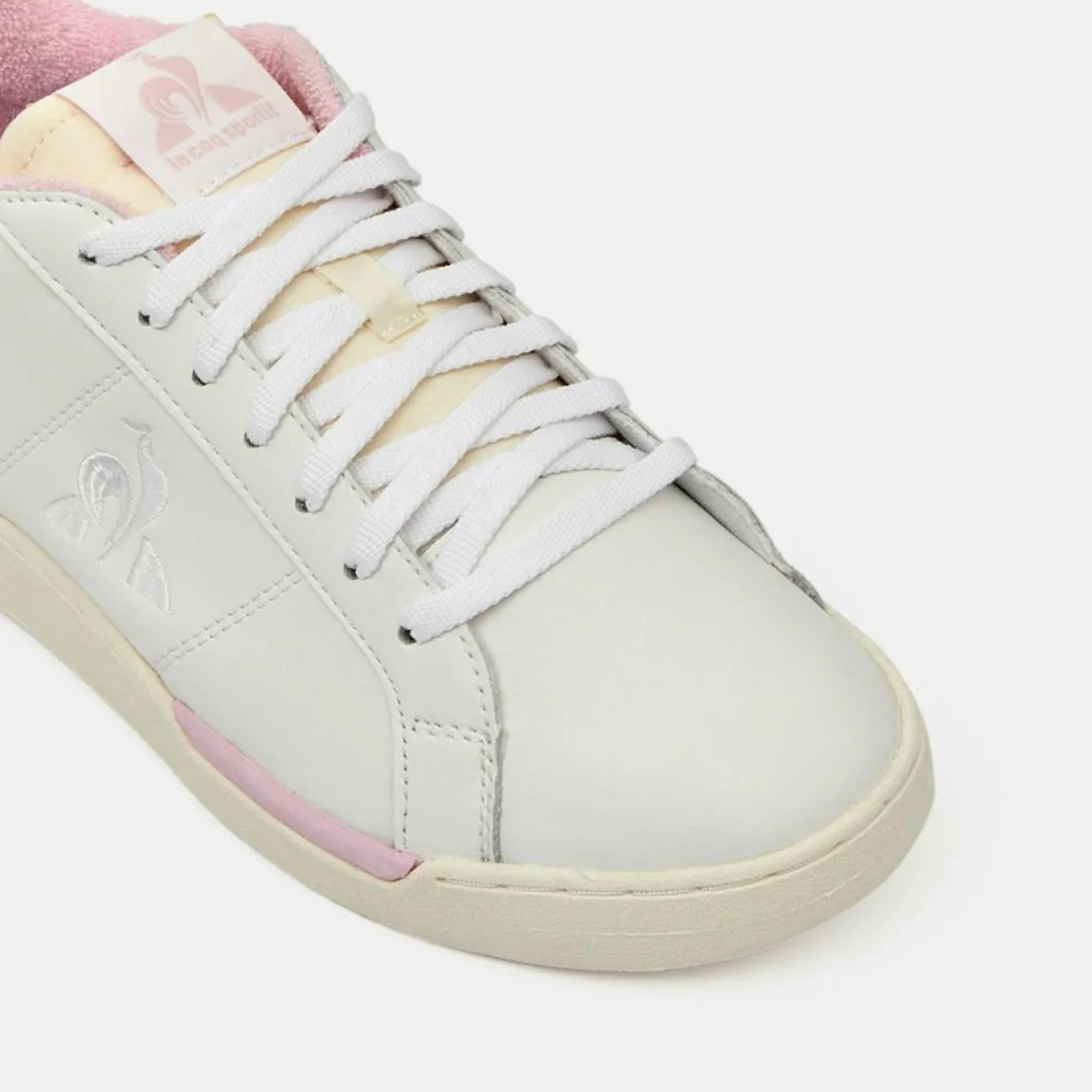 Baskets en Cuir Stadium blanc/rose-Le Coq Sportif Online
