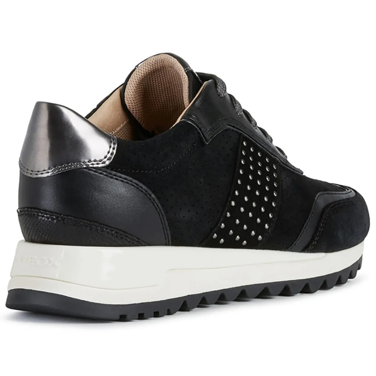 Baskets en Cuir Tabelya noir/métallique-Geox Hot