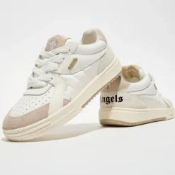 Femme Palm Angels Baskets^Baskets en Cuir University blanc/beige