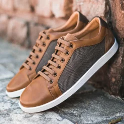 Homme Bocage Baskets^Baskets en Toile et Cuir Kizito cognac
