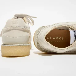 Femme Clarks Baskets^Baskets en Velours de Cuir Tor Run écrues