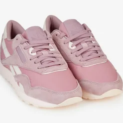 Femme Reebok Baskets^Baskets en Velours de Cuir & Mesh Cl Nylon J4 roses
