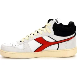 Baskets en Velours de Cuir Magic B blanc/noir/rouge-Diadora New