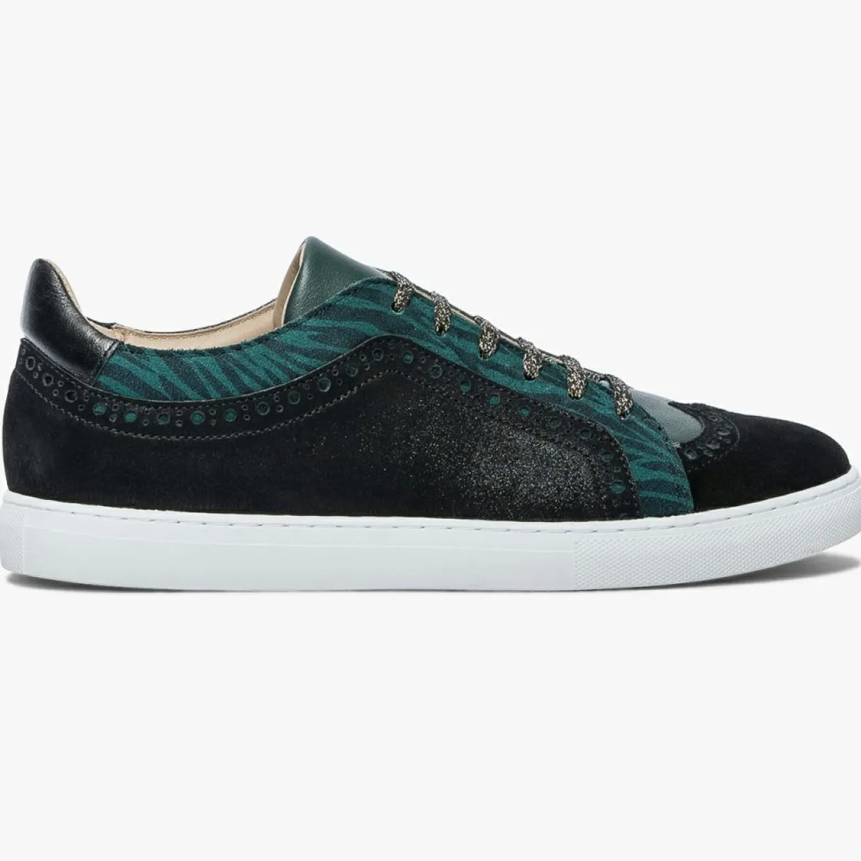 Femme Bocage Baskets^Baskets en Velours de Cuir Lilian vertes