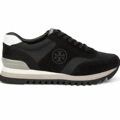 Femme Tory Burch Baskets^Baskets en Velours de Cuir Sawtooth noir/gris/blanc