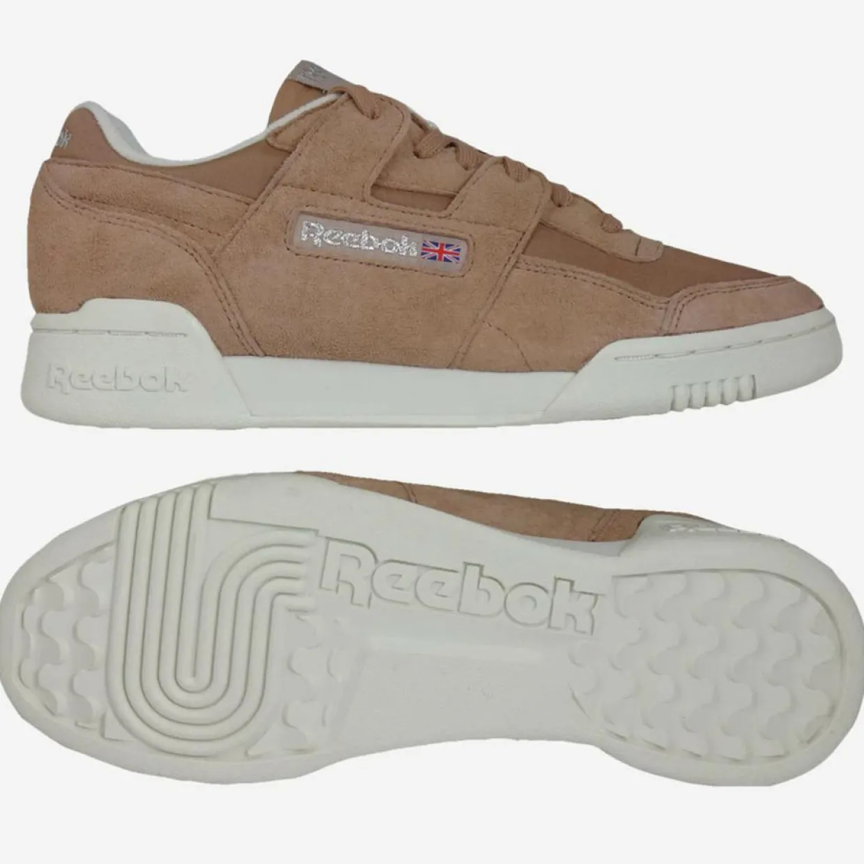 Femme Reebok Baskets^Baskets en Velours de Cuir Workout Lo Plus Cn3835 beiges
