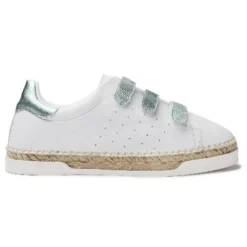 Baskets espadrilles en Cuir Lancry Scratch blanc/bleu-Canal Saint Martin Discount