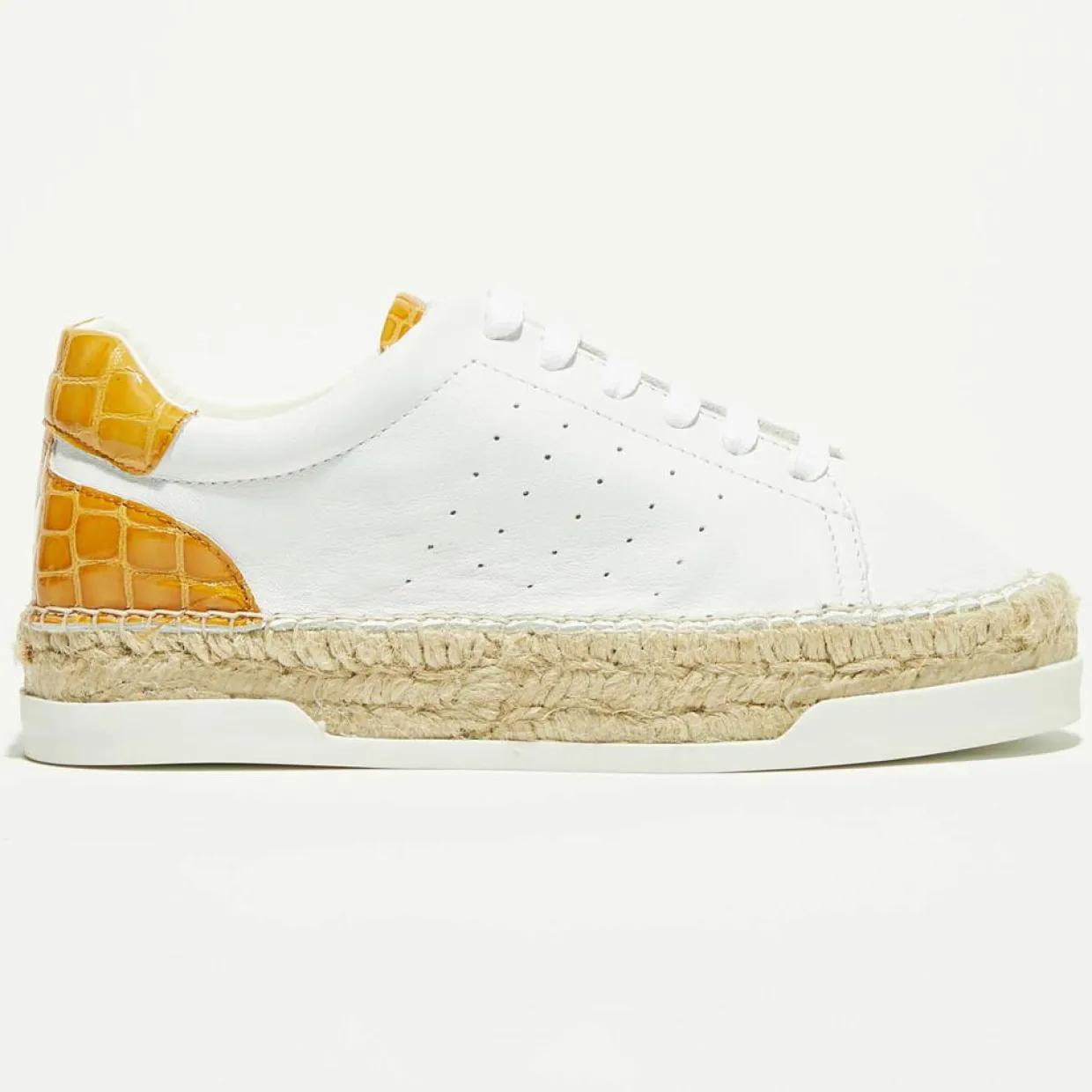 Baskets espadrilles en Cuir Lancry blanc/jaune-Canal Saint Martin Outlet