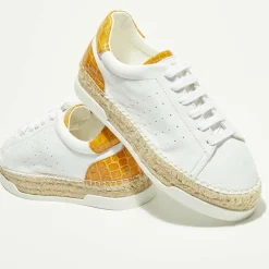 Baskets espadrilles en Cuir Lancry blanc/jaune-Canal Saint Martin Outlet