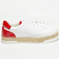 Femme Canal Saint Martin Baskets^Baskets espadrilles en Cuir Lancry blanc/rouge