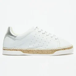 Baskets espadrilles en Cuir Lancry blanc/argenté-Canal Saint Martin Outlet