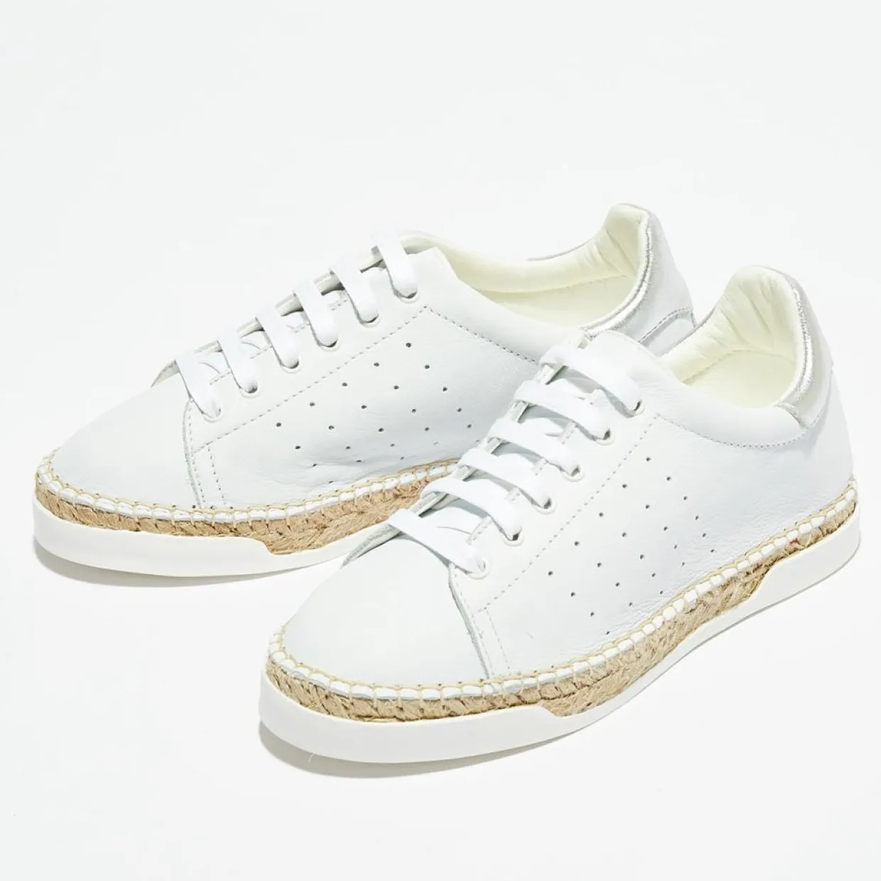Baskets espadrilles en Cuir Lancry blanc/argenté-Canal Saint Martin Outlet