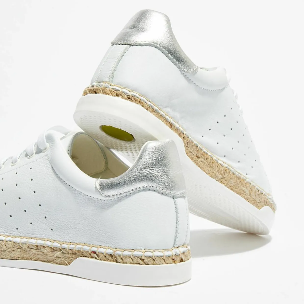 Baskets espadrilles en Cuir Lancry blanc/argenté-Canal Saint Martin Outlet