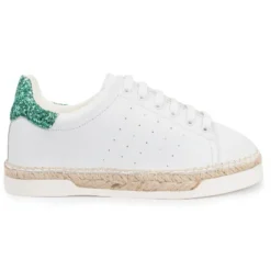 Baskets espadrilles en Cuir Lancry Glitter blanc/vert-Canal Saint Martin Hot