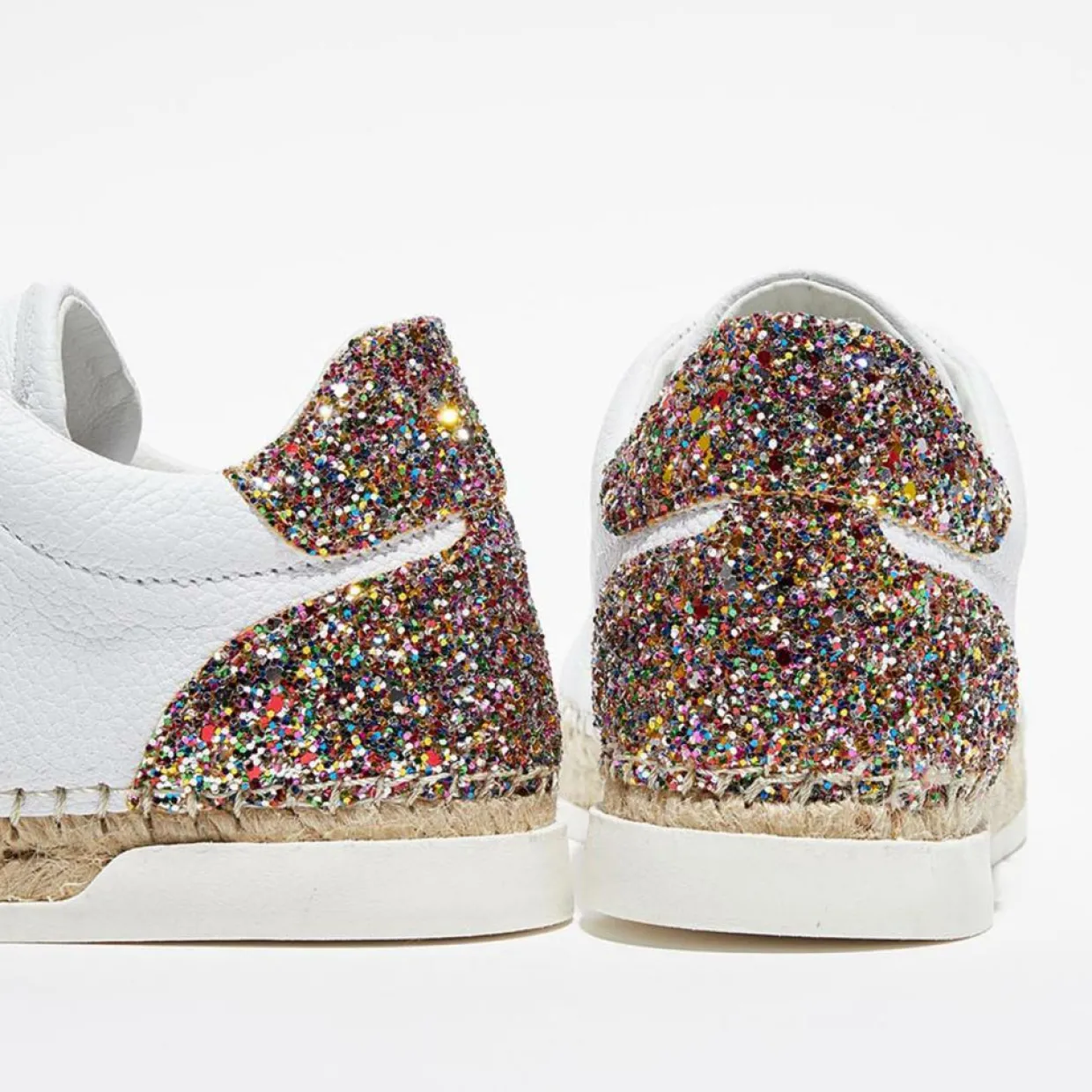 Baskets espadrilles en Cuir Lancry glitter blanc/multicolore-Canal Saint Martin Online