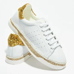 Baskets espadrilles en Cuir Lancry Glitter blanc/doré-Canal Saint Martin Hot