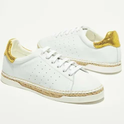 Femme Canal Saint Martin Baskets^Baskets espadrilles en Cuir Lancry Roma blanc/jaune