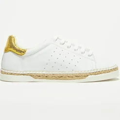 Femme Canal Saint Martin Baskets^Baskets espadrilles en Cuir Lancry Roma blanc/jaune