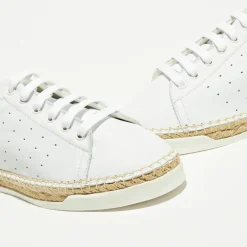 Femme Canal Saint Martin Baskets^Baskets espadrilles en Cuir Lancry Roma blanc/jaune