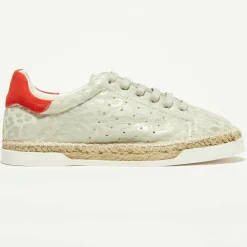 Baskets espadrilles en Cuir Lancry gris/léopard-Canal Saint Martin Online