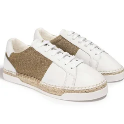 Baskets espadrilles en Cuir & Lurex Louisa blanc/doré-Canal Saint Martin Discount