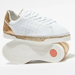 Femme Canal Saint Martin Baskets^Baskets espadrilles en Cuir Lancry craquelé blanc/doré
