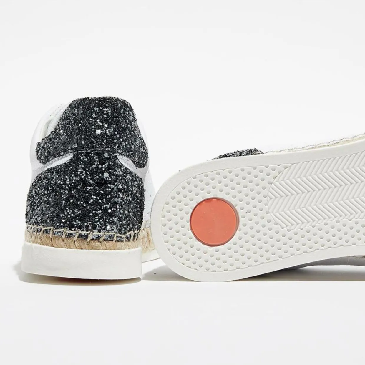 Baskets espadrilles en Cuir Lancry glitter blanc/vert-Canal Saint Martin Online